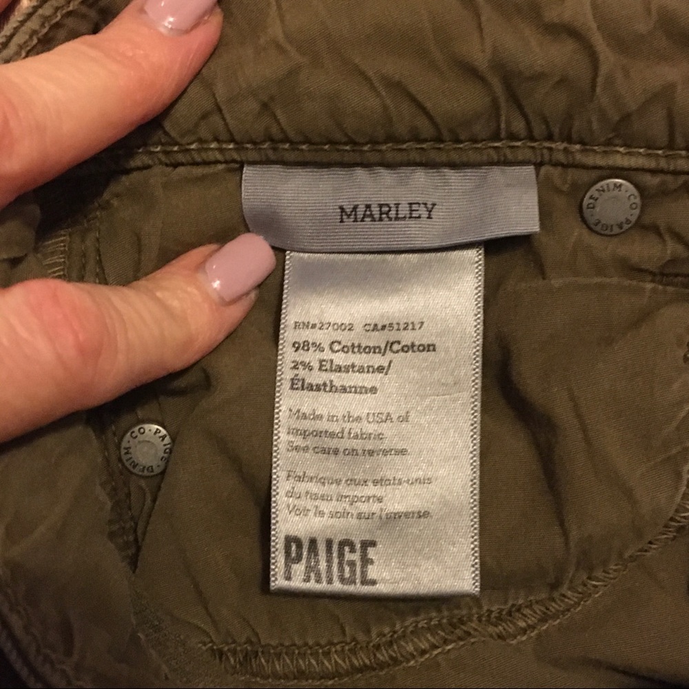 PAIGE ARMY GREEN ZIP-LEG MARLEY JEANS—LIKE NEW!!! - Picture 5 of 8
